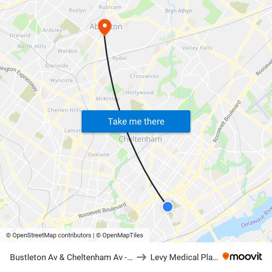 Bustleton Av & Cheltenham Av - Fs to Levy Medical Plaza map