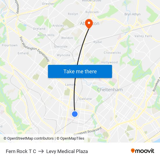 Fern Rock T C to Levy Medical Plaza map