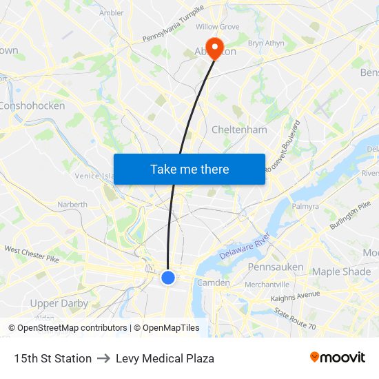 15th St Station to Levy Medical Plaza map