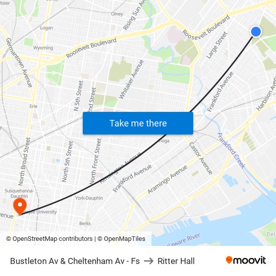 Bustleton Av & Cheltenham Av - Fs to Ritter Hall map