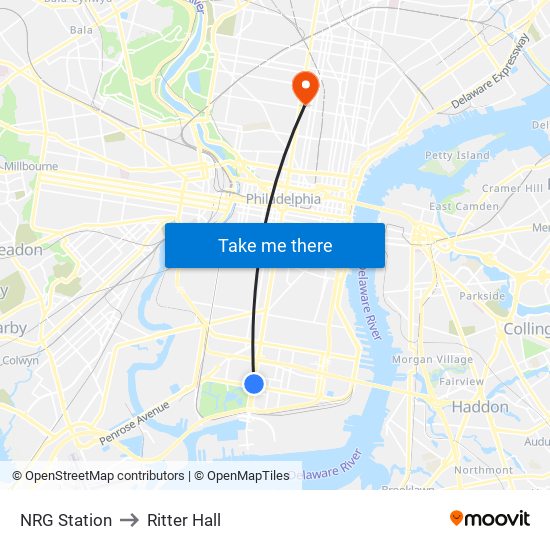 NRG Station to Ritter Hall map