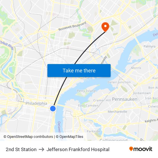 2nd St Station to Jefferson Frankford Hospital map