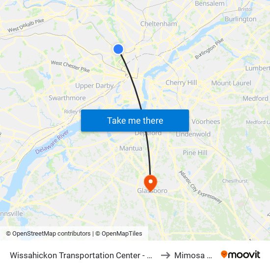 Wissahickon Transportation Center - Onsite to Mimosa Hall map