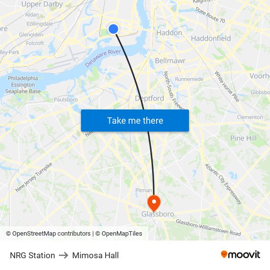 NRG Station to Mimosa Hall map