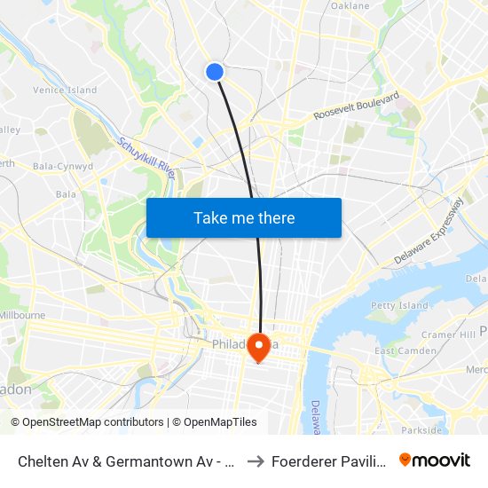 Chelten Av & Germantown Av - FS to Foerderer Pavilion map