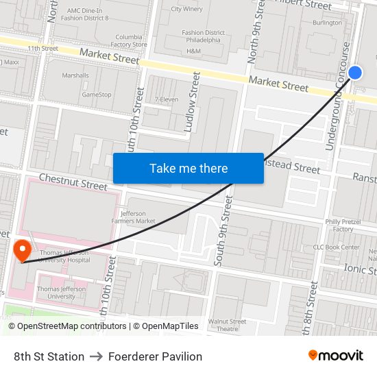 8th St Station to Foerderer Pavilion map