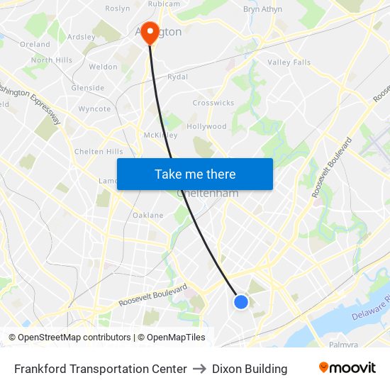 Frankford Transportation Center to Dixon Building map