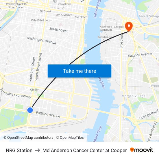 NRG Station to Md Anderson Cancer Center at Cooper map