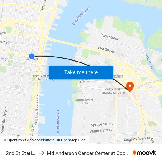 2nd St Station to Md Anderson Cancer Center at Cooper map