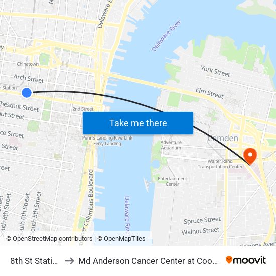 8th St Station to Md Anderson Cancer Center at Cooper map