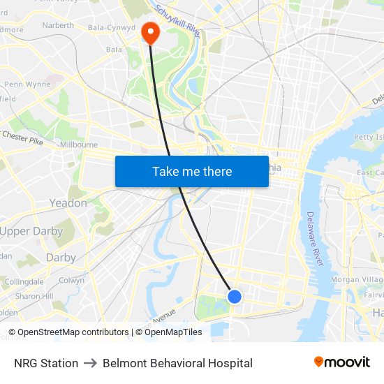 NRG Station to Belmont Behavioral Hospital map