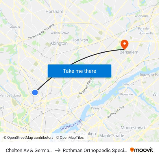 Chelten Av & Germantown Av to Rothman Orthopaedic Specialty Hospital map