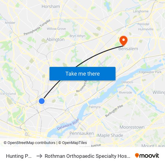 Hunting Park to Rothman Orthopaedic Specialty Hospital map