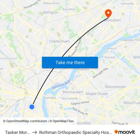 Tasker Morris to Rothman Orthopaedic Specialty Hospital map