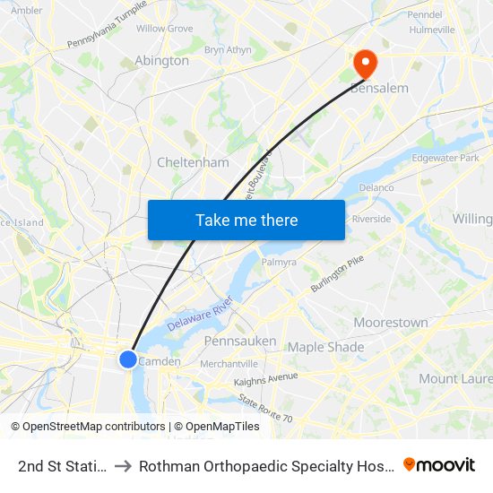 2nd St Station to Rothman Orthopaedic Specialty Hospital map