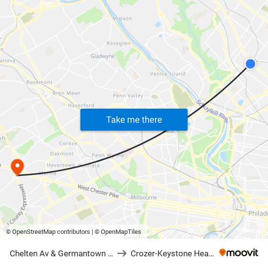 Chelten Av & Germantown Av to Crozer-Keystone Health map