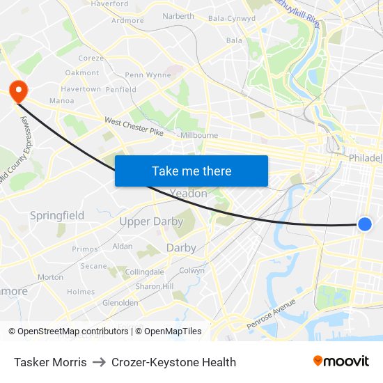 Tasker Morris to Crozer-Keystone Health map