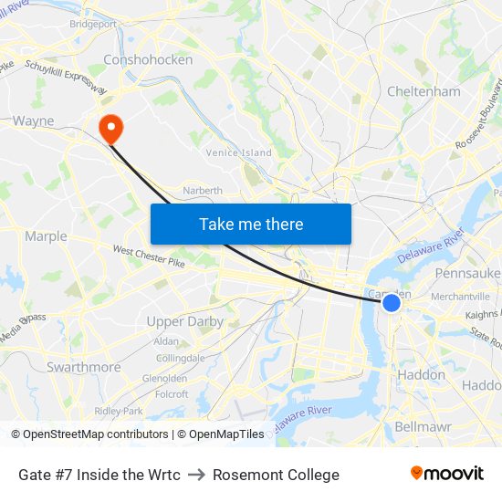 Gate #7 Inside the Wrtc to Rosemont College map