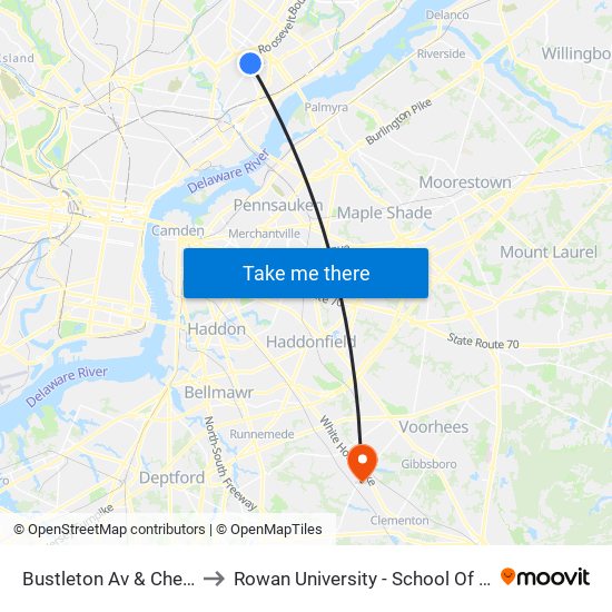 Bustleton Av & Cheltenham Av - Fs to Rowan University - School Of Osteopathic Medicine map