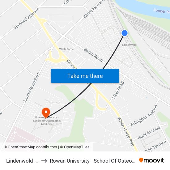 Lindenwold Station to Rowan University - School Of Osteopathic Medicine map