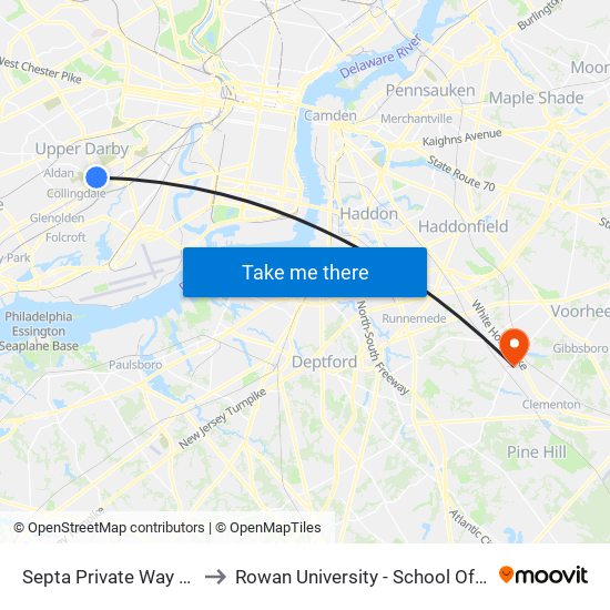 Septa Private Way & Macdade Blvd to Rowan University - School Of Osteopathic Medicine map