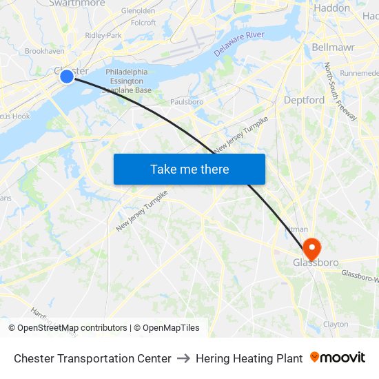 Chester Transportation Center to Hering Heating Plant map