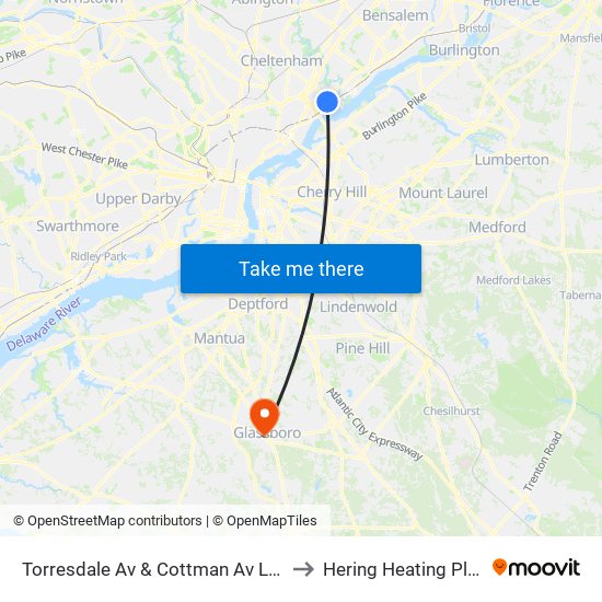 Torresdale Av & Cottman Av Loop to Hering Heating Plant map