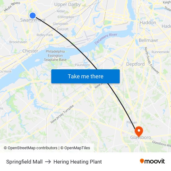 Springfield Mall to Hering Heating Plant map