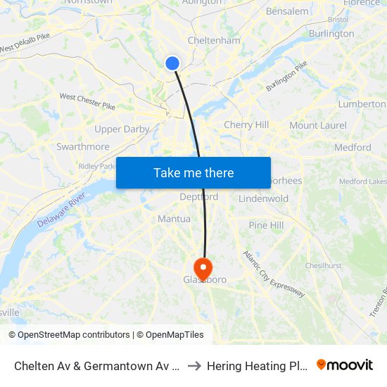 Chelten Av & Germantown Av - FS to Hering Heating Plant map