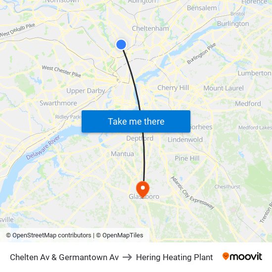 Chelten Av & Germantown Av to Hering Heating Plant map