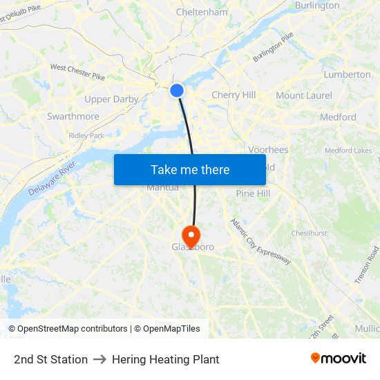 2nd St Station to Hering Heating Plant map
