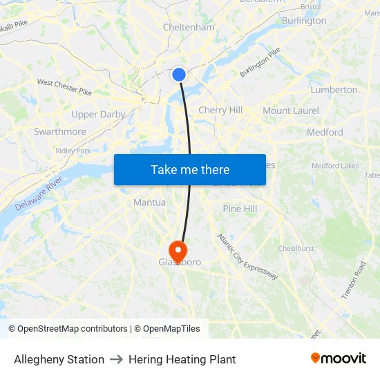 Allegheny Station to Hering Heating Plant map