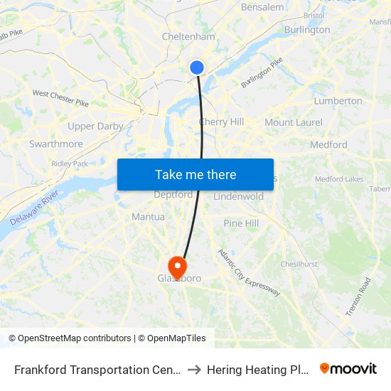 Frankford Transportation Center to Hering Heating Plant map