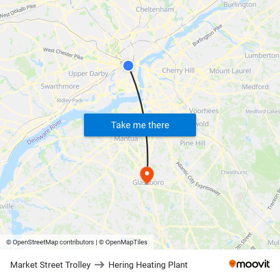 Market Street Trolley to Hering Heating Plant map