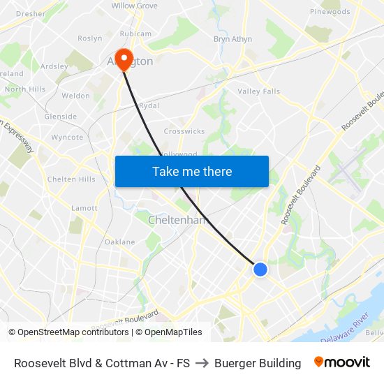 Roosevelt Blvd & Cottman Av - FS to Buerger Building map