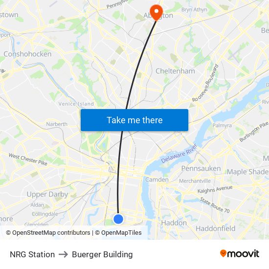 NRG Station to Buerger Building map