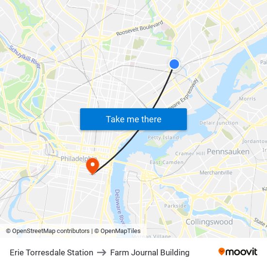 Erie Torresdale Station to Farm Journal Building map