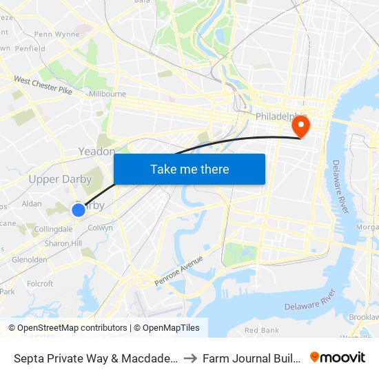 Septa Private Way & Macdade Blvd to Farm Journal Building map