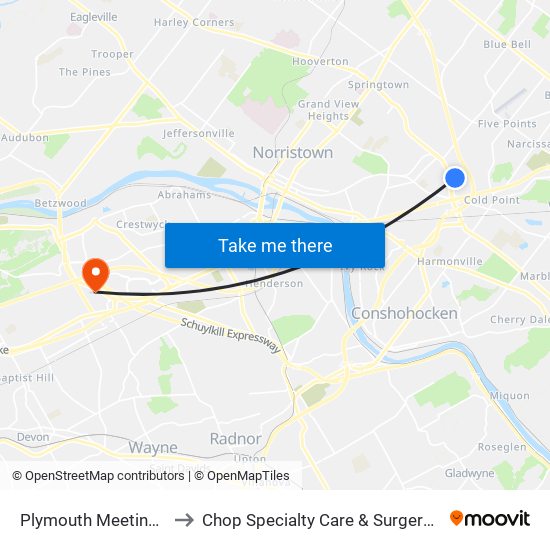 Plymouth Meeting Mall to Chop Specialty Care & Surgery Center map