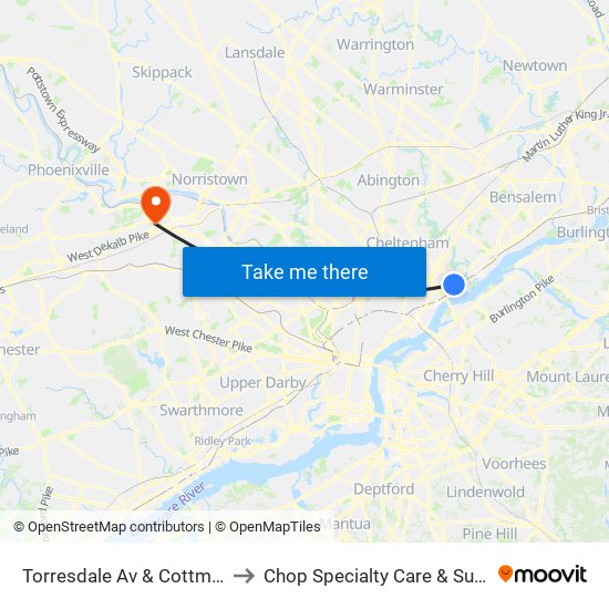 Torresdale Av & Cottman Av Loop to Chop Specialty Care & Surgery Center map