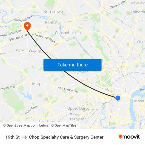 19th St to Chop Specialty Care & Surgery Center map