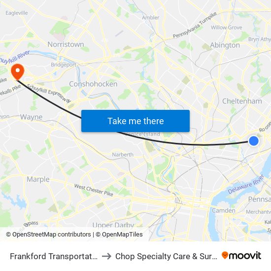 Frankford Transportation Center to Chop Specialty Care & Surgery Center map