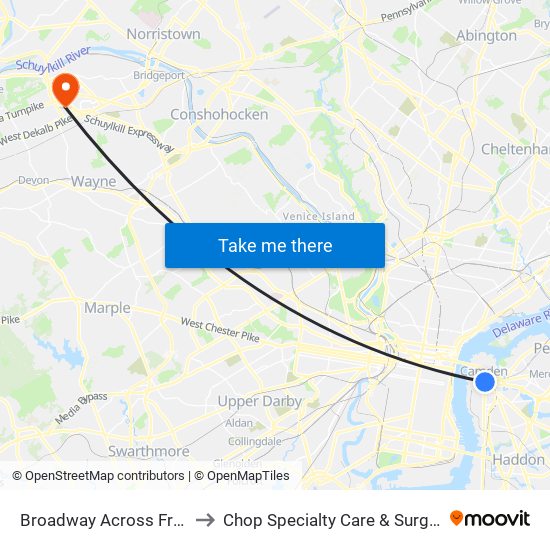 Broadway Across From Wrtc to Chop Specialty Care & Surgery Center map