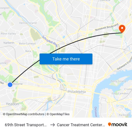 69th Street Transportation Center to Cancer Treatment Centers Of America map