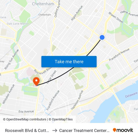 Roosevelt Blvd & Cottman Av - FS to Cancer Treatment Centers Of America map