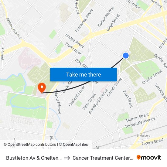 Bustleton Av & Cheltenham Av - Fs to Cancer Treatment Centers Of America map
