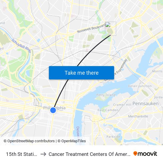 15th St Station to Cancer Treatment Centers Of America map