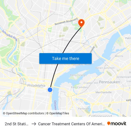 2nd St Station to Cancer Treatment Centers Of America map