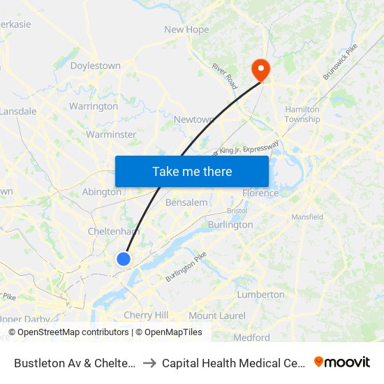 Bustleton Av & Cheltenham Av - Fs to Capital Health Medical Center - Hopewell map