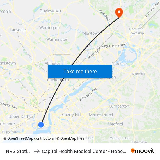 NRG Station to Capital Health Medical Center - Hopewell map